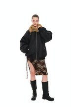 FAUX FUR BOMBER JACKET (Black)