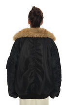 FAUX FUR BOMBER JACKET (Black)