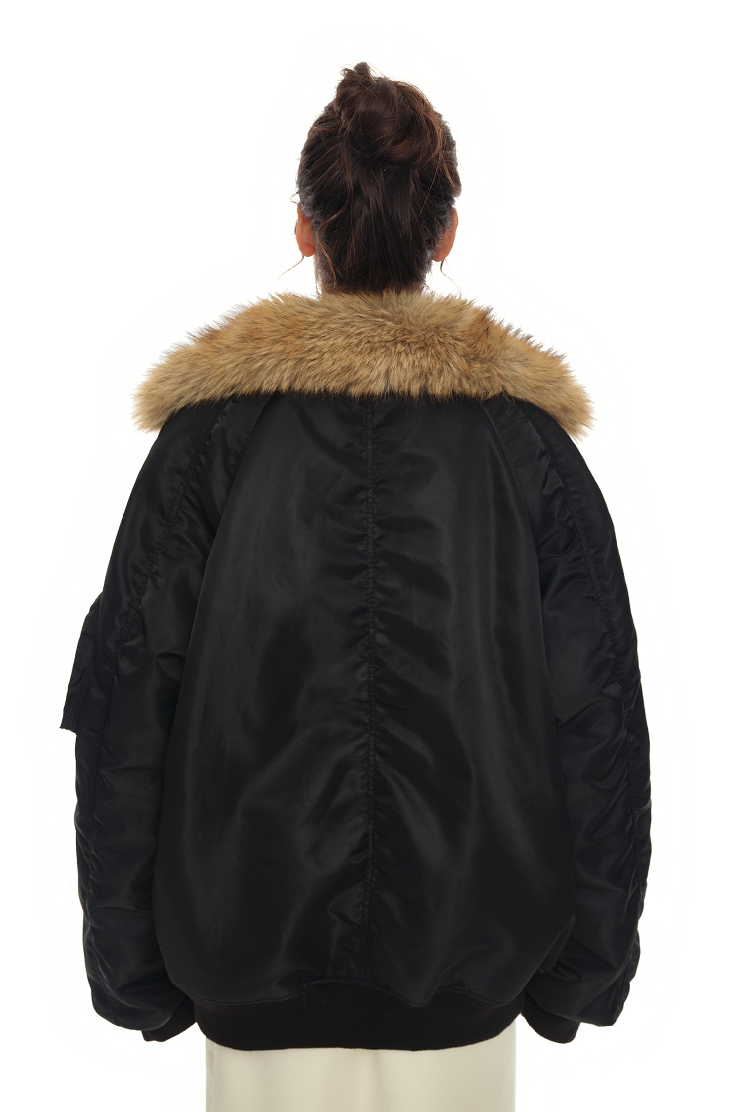 FAUX FUR BOMBER JACKET (Black)