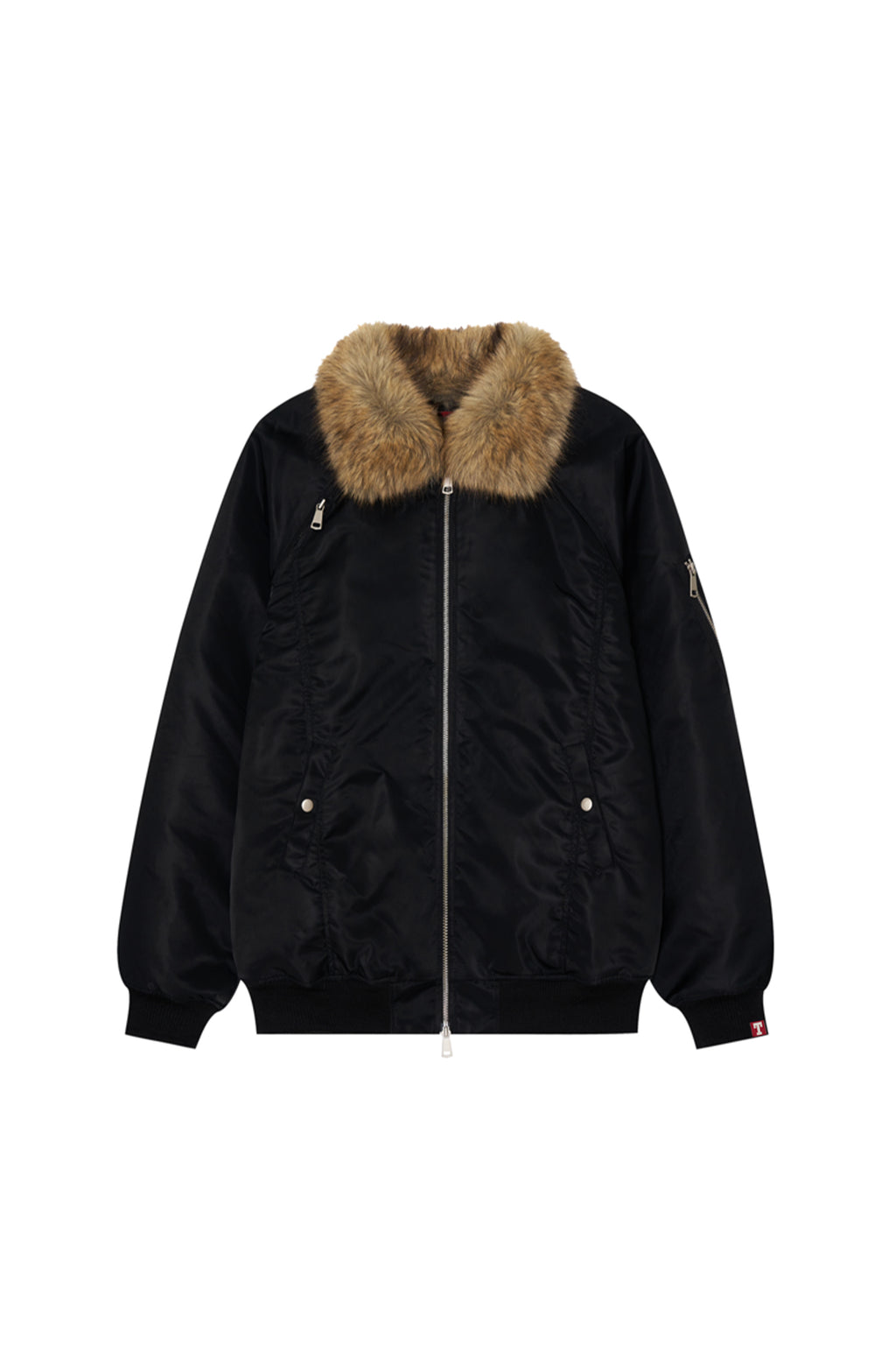 FAUX FUR BOMBER JACKET (Black)