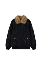 FAUX FUR BOMBER JACKET (Black)