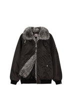 FAUX FUR BOMBER JACKET (CHARCOAL)