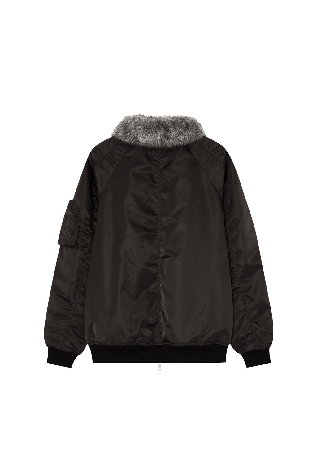 FAUX FUR BOMBER JACKET (CHARCOAL)