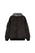 FAUX FUR BOMBER JACKET (CHARCOAL)