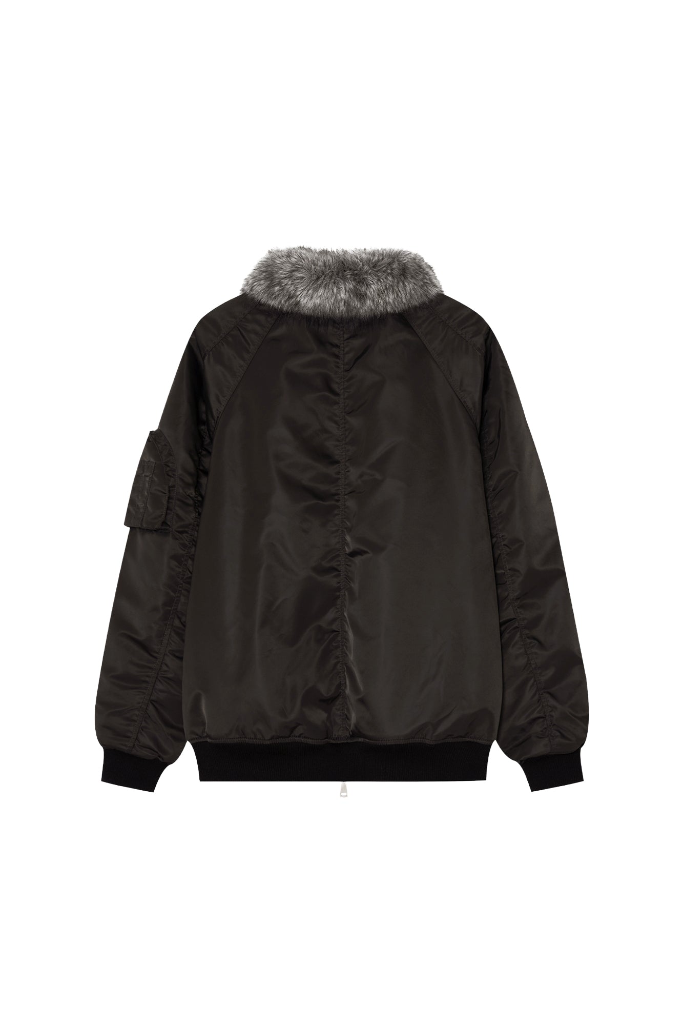 FAUX FUR BOMBER JACKET (CHARCOAL)