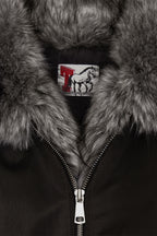 FAUX FUR BOMBER JACKET (CHARCOAL)