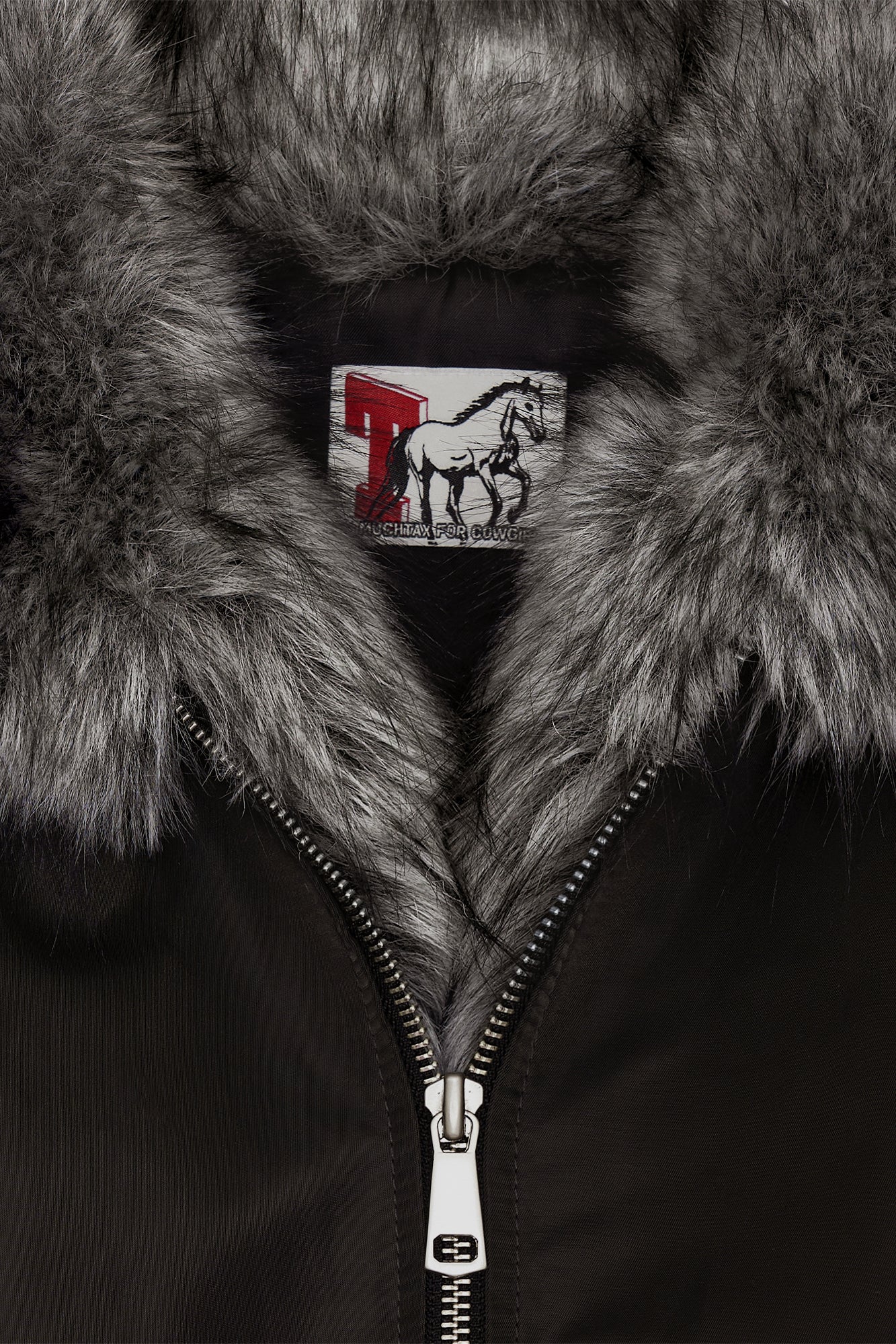 FAUX FUR BOMBER JACKET (CHARCOAL)