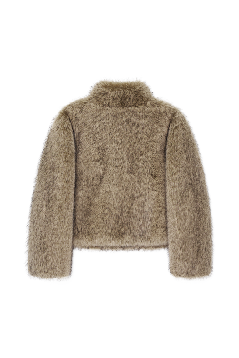 FAUX FUR CROPPED JACKET (BEIGE)