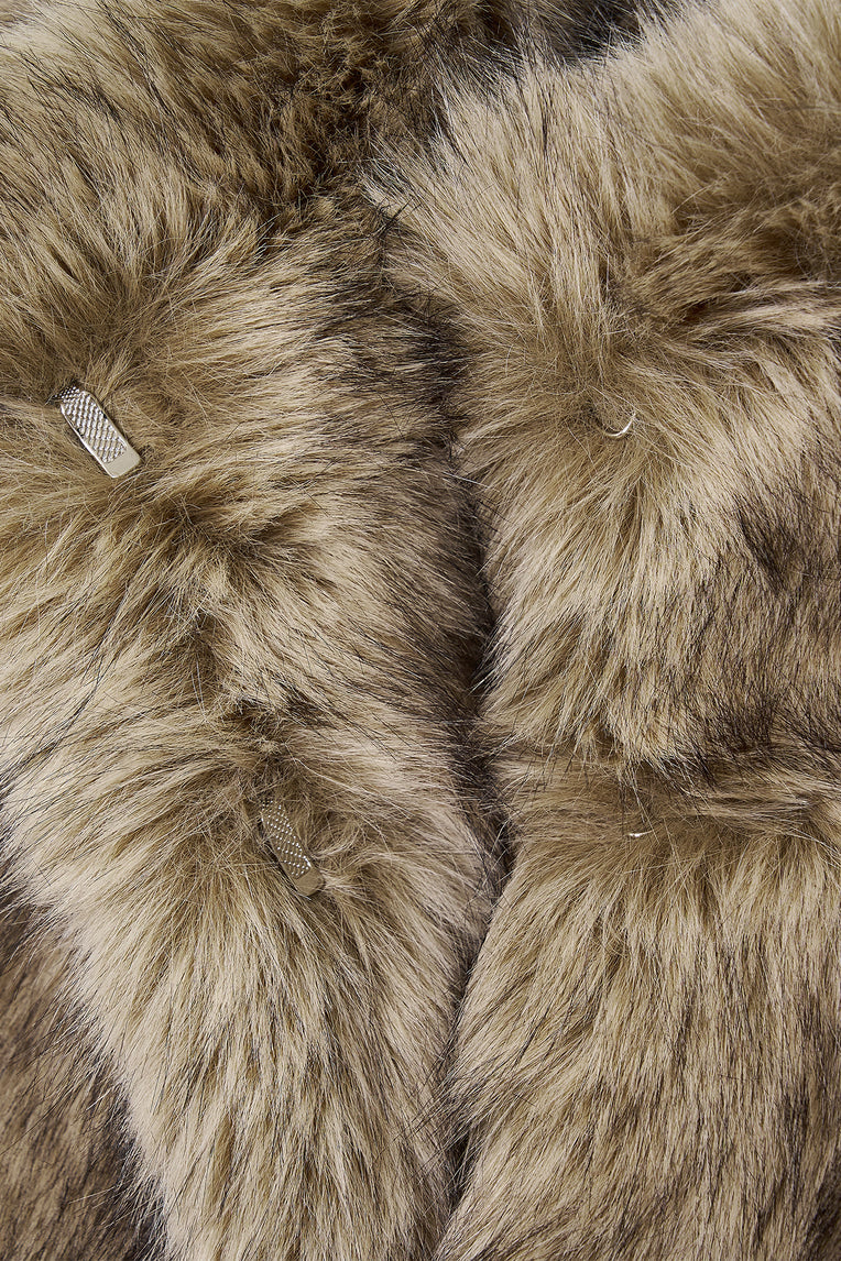 FAUX FUR CROPPED JACKET (BEIGE)
