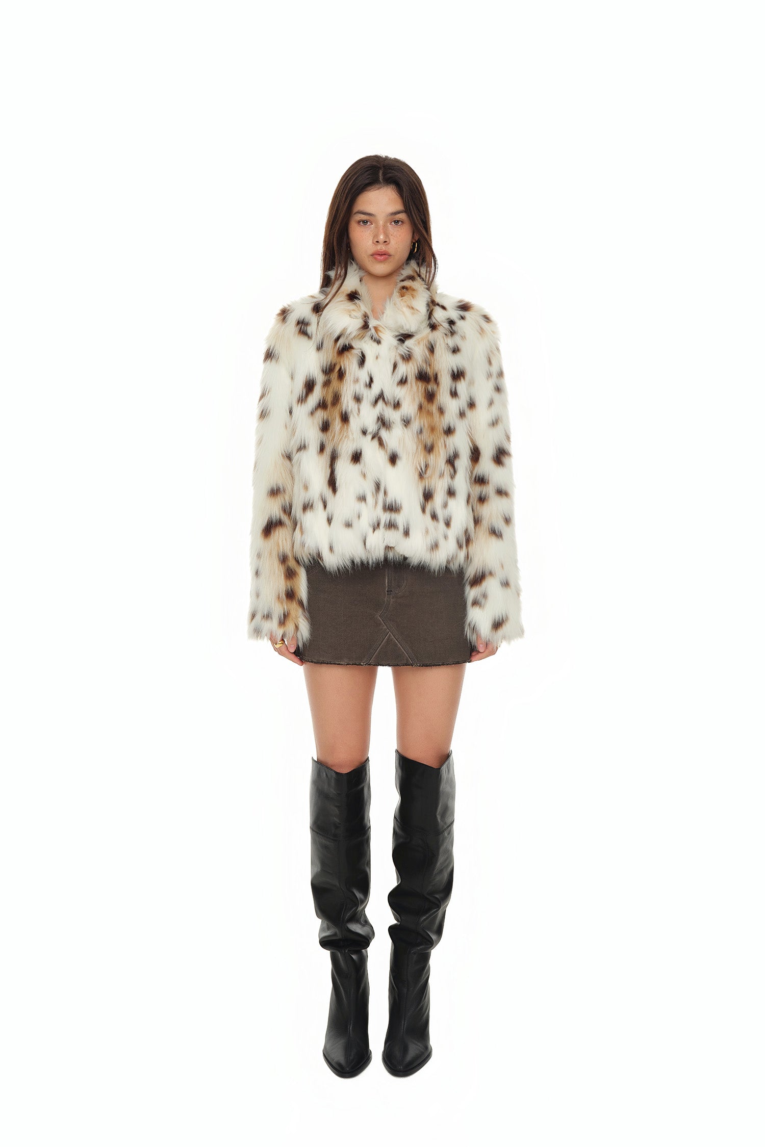 FAUX FUR CROPPED JACKET (LEOPARD)