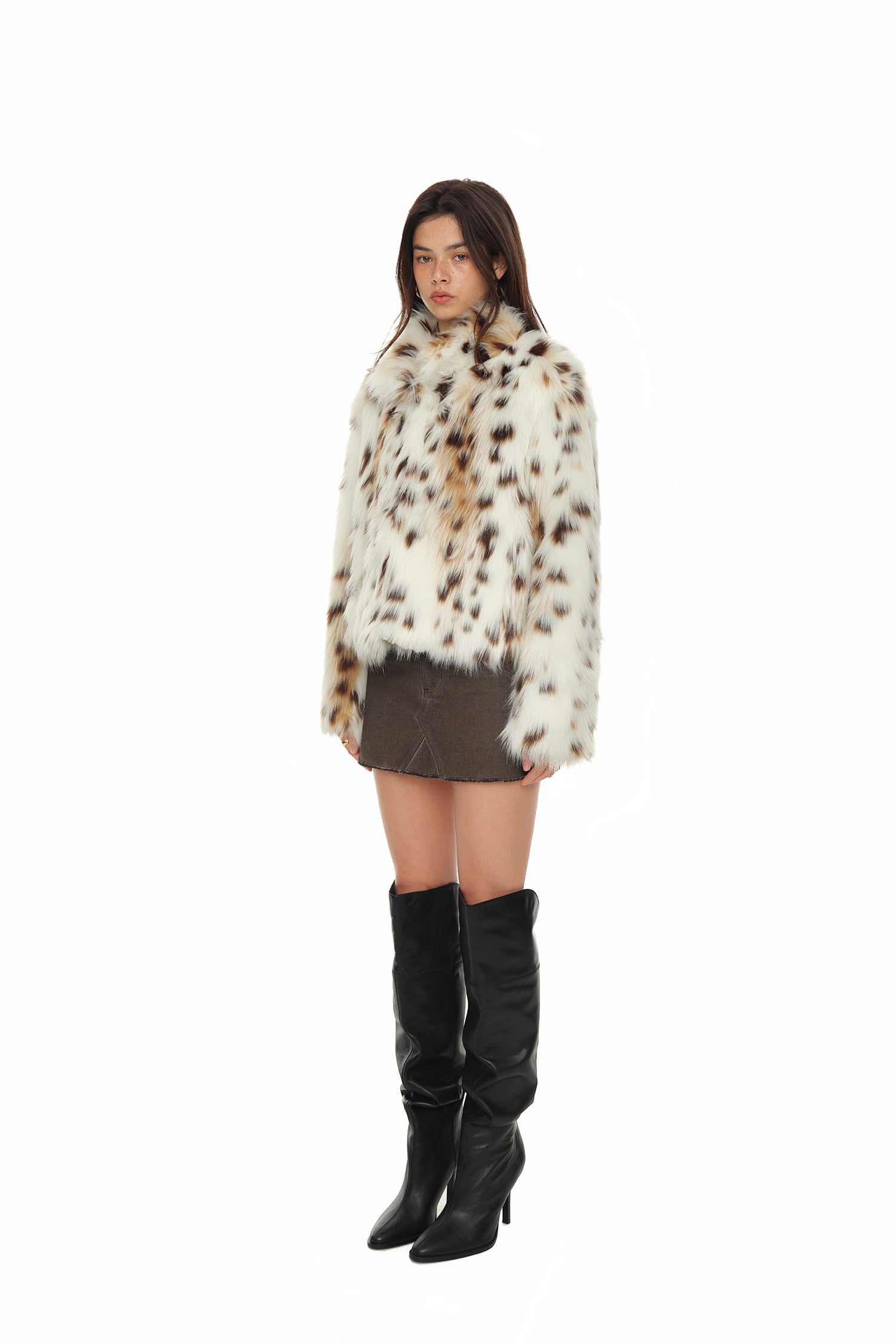 FAUX FUR CROPPED JACKET (LEOPARD)