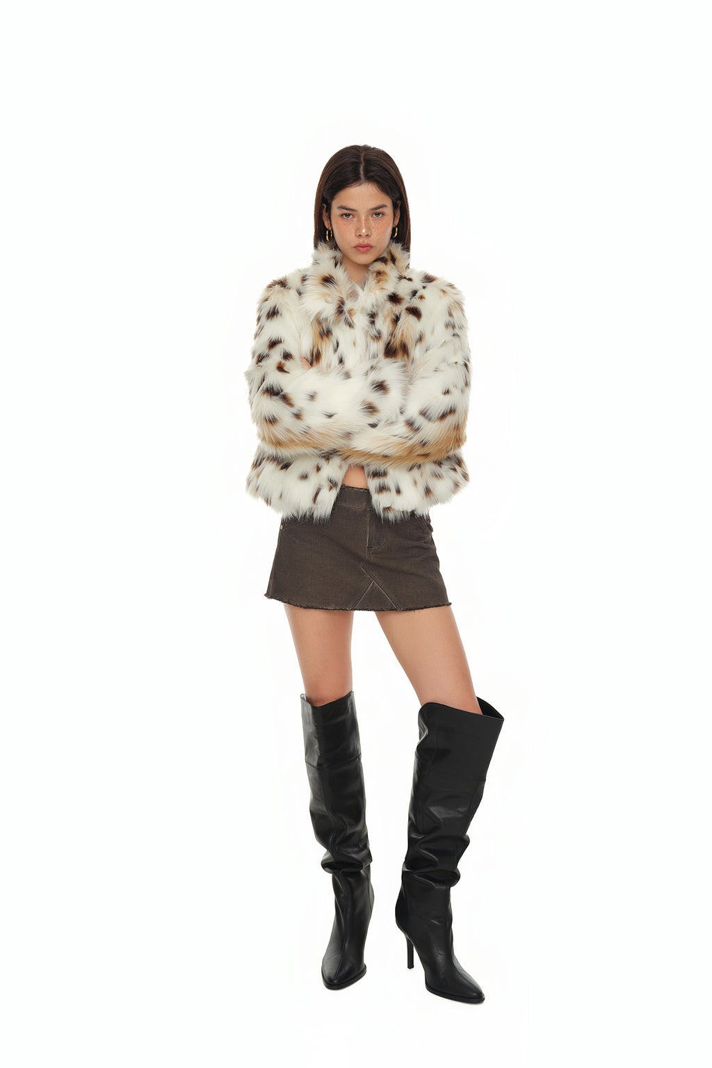 FAUX FUR CROPPED JACKET (LEOPARD)