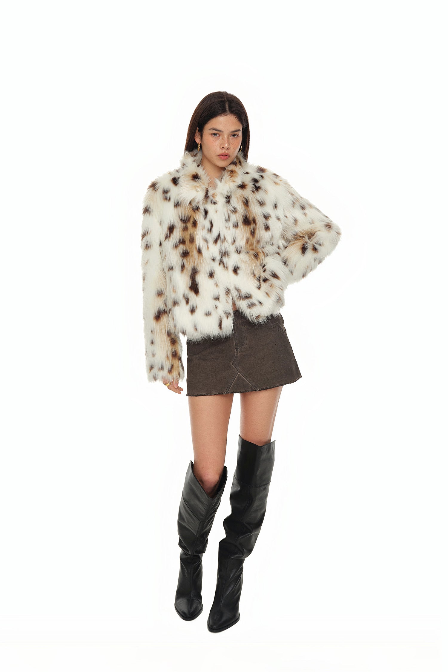 FAUX FUR CROPPED JACKET (LEOPARD)