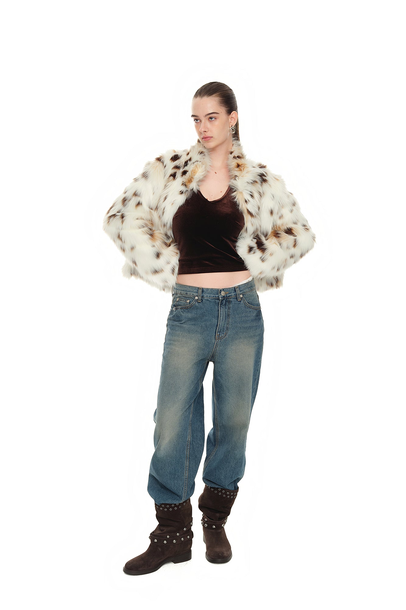 FAUX FUR CROPPED JACKET (LEOPARD)