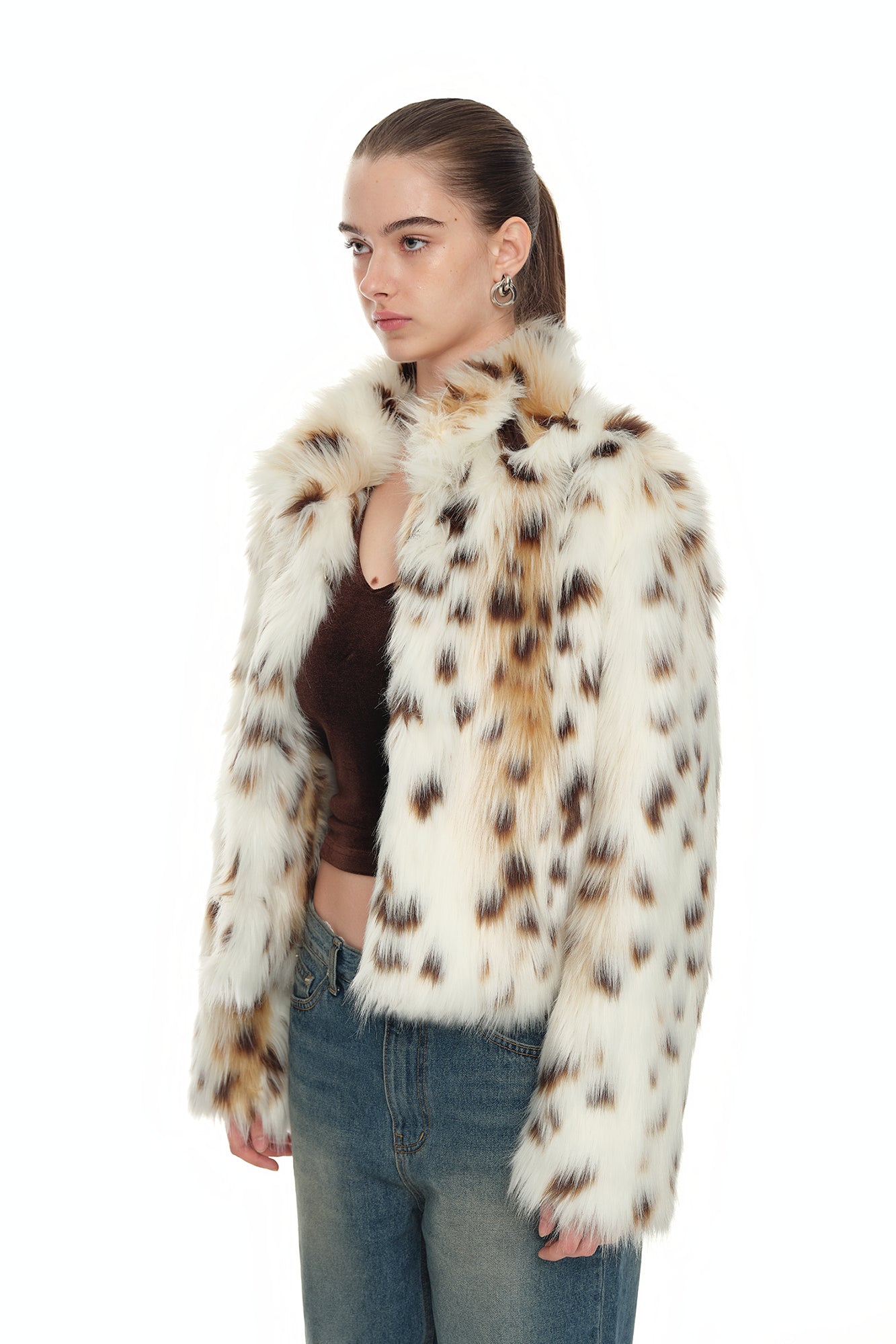 FAUX FUR CROPPED JACKET (LEOPARD)