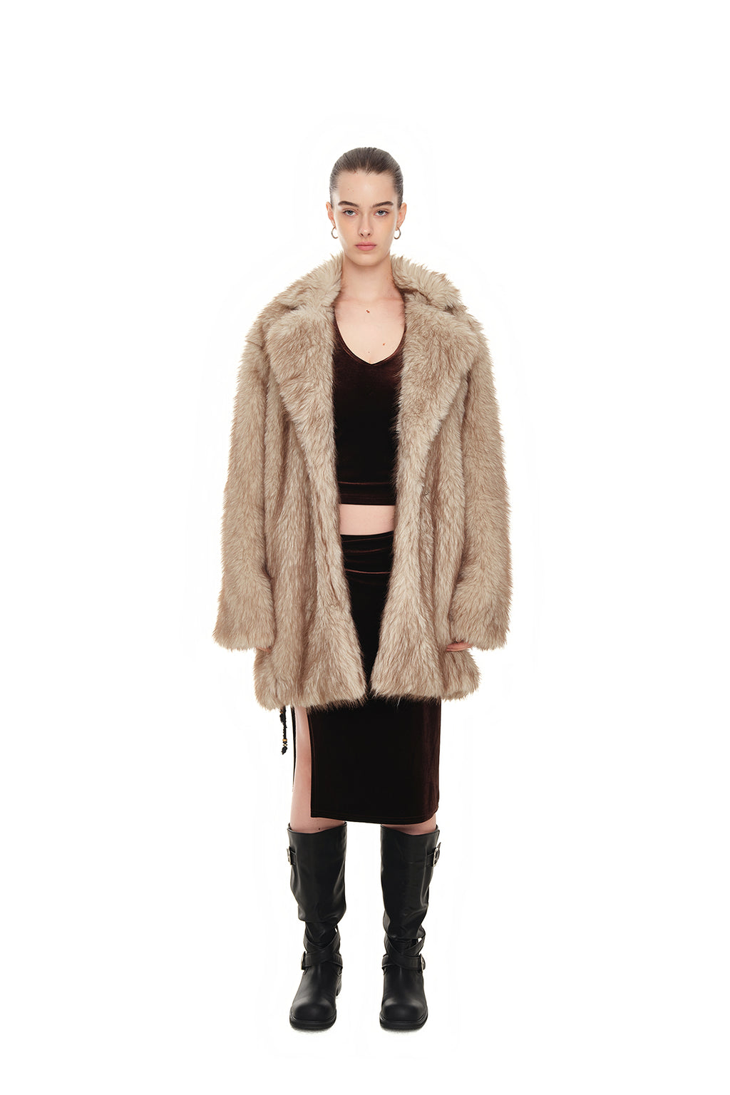 FAUX FUR HALF COAT (BEIGE)