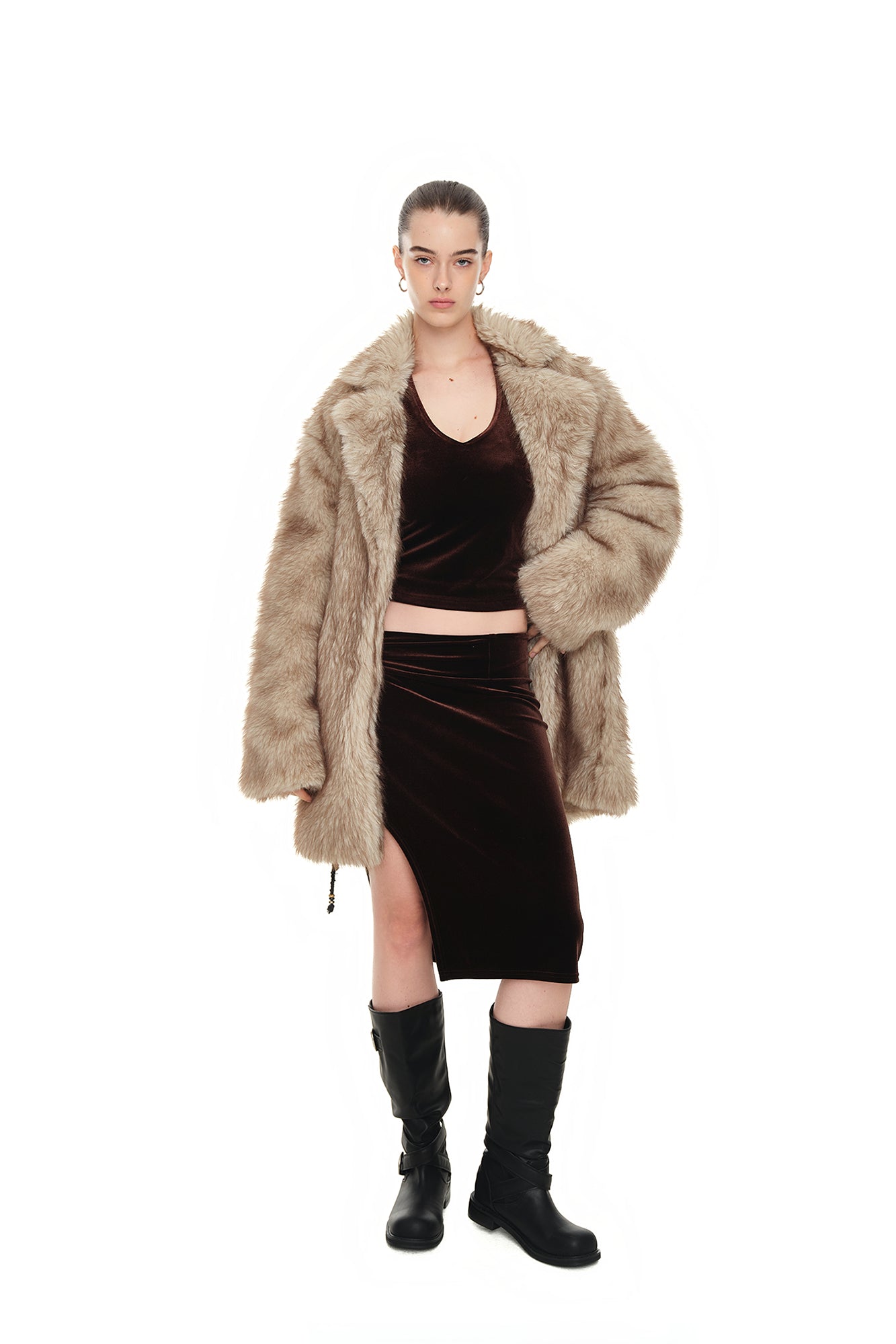 FAUX FUR HALF COAT (BEIGE)