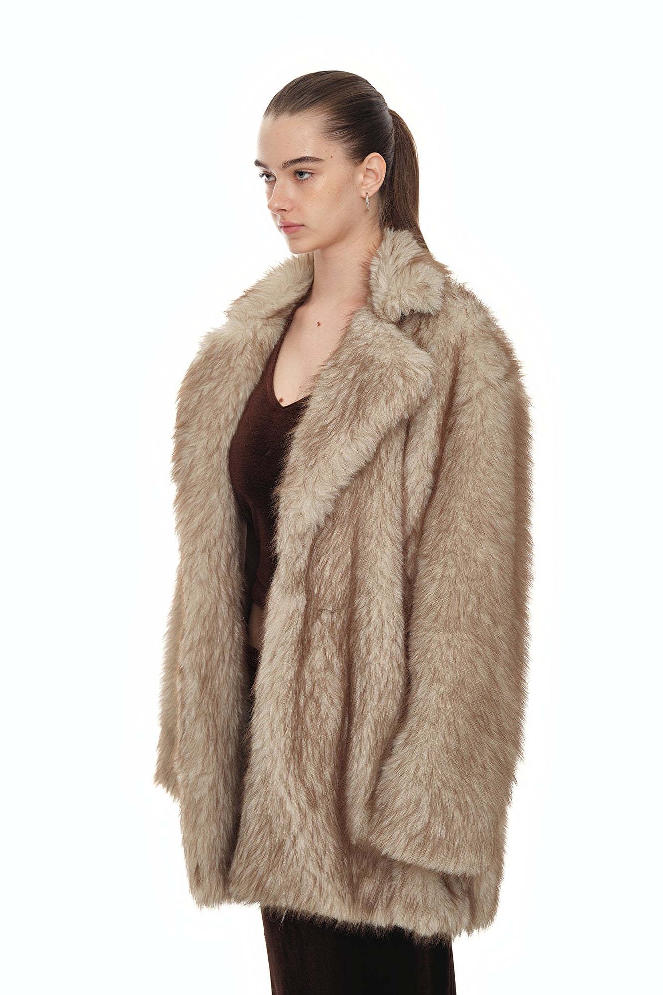 FAUX FUR HALF COAT (BEIGE)