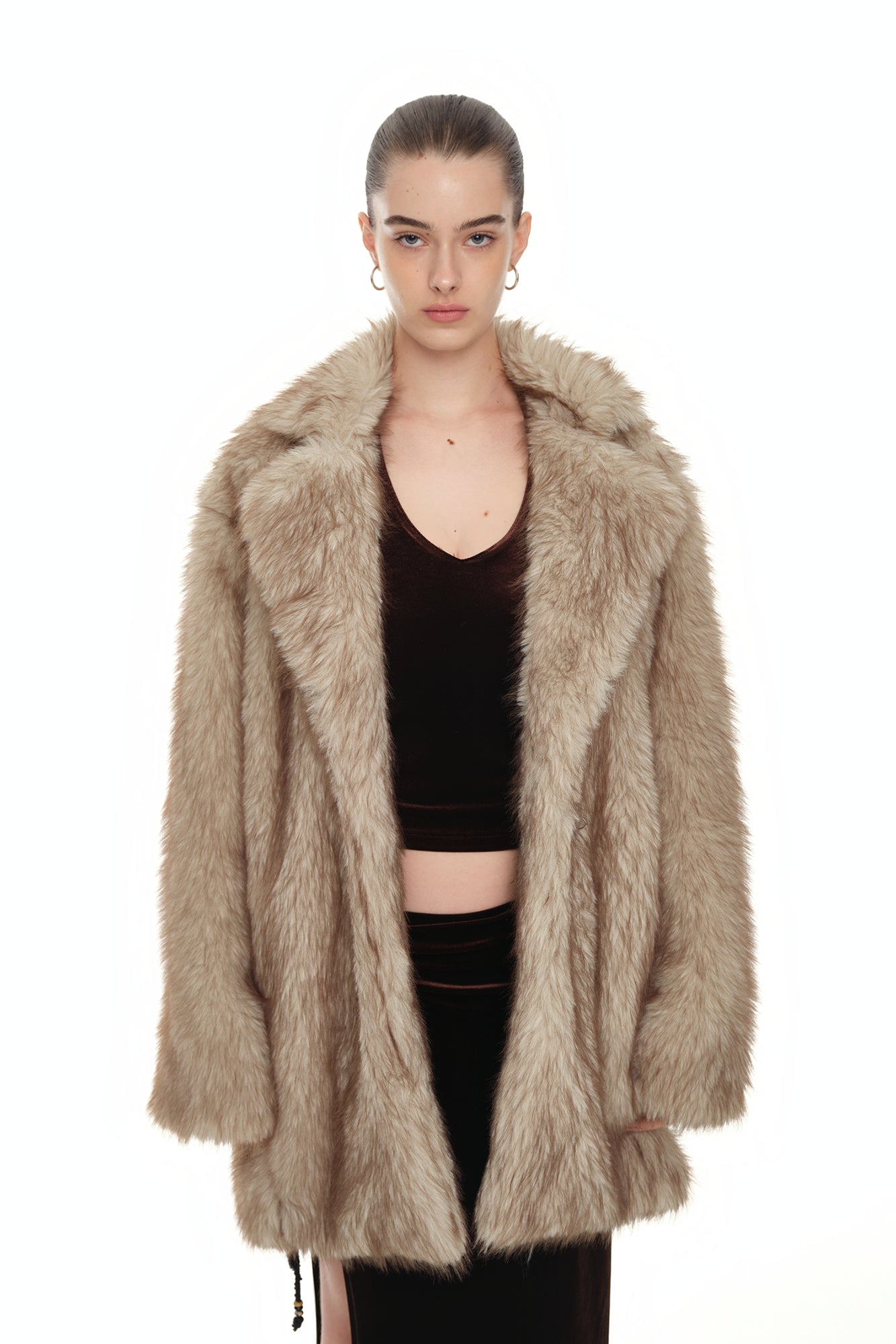 FAUX FUR HALF COAT (BEIGE)