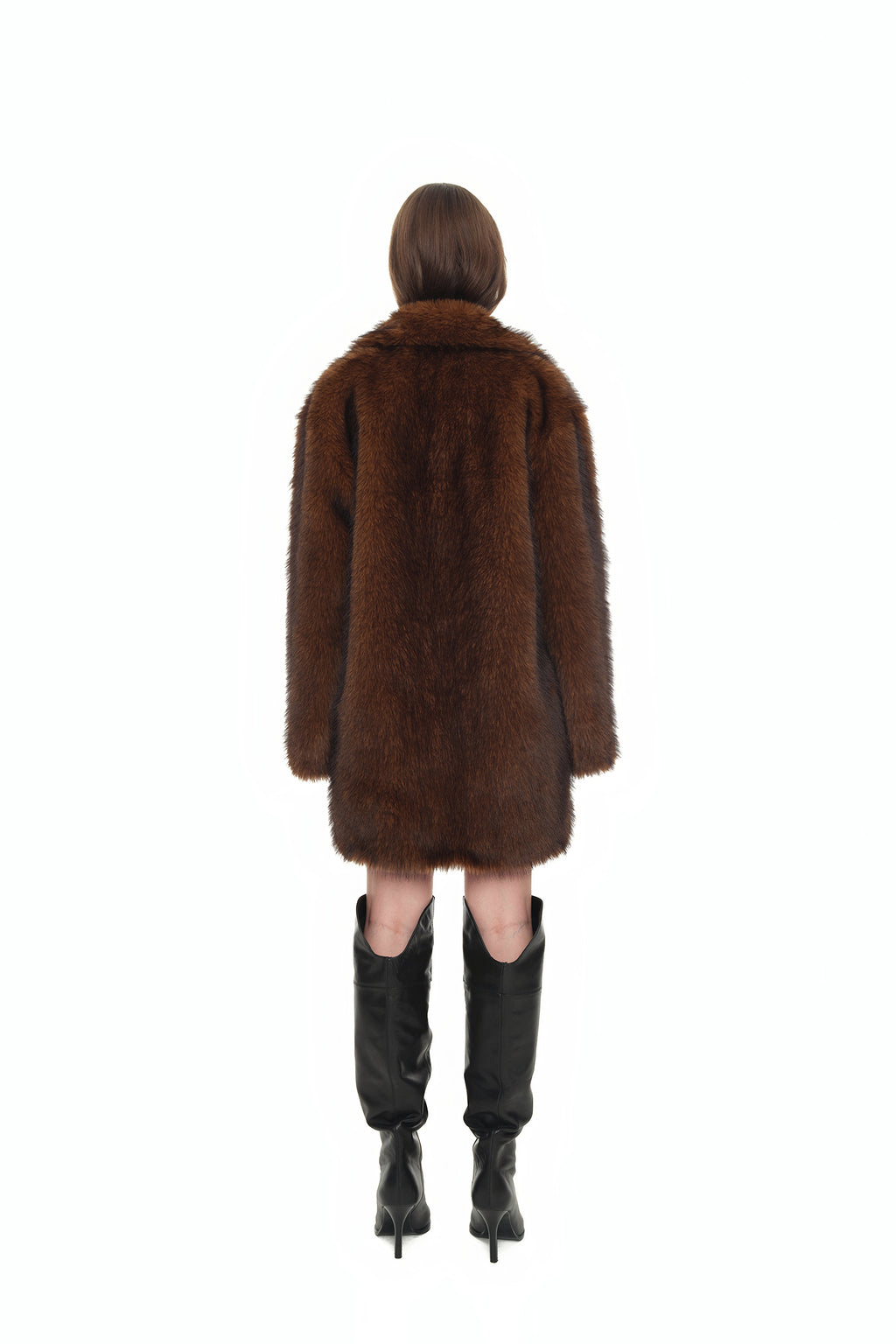 FAUX FUR HALF COAT (BROWN)