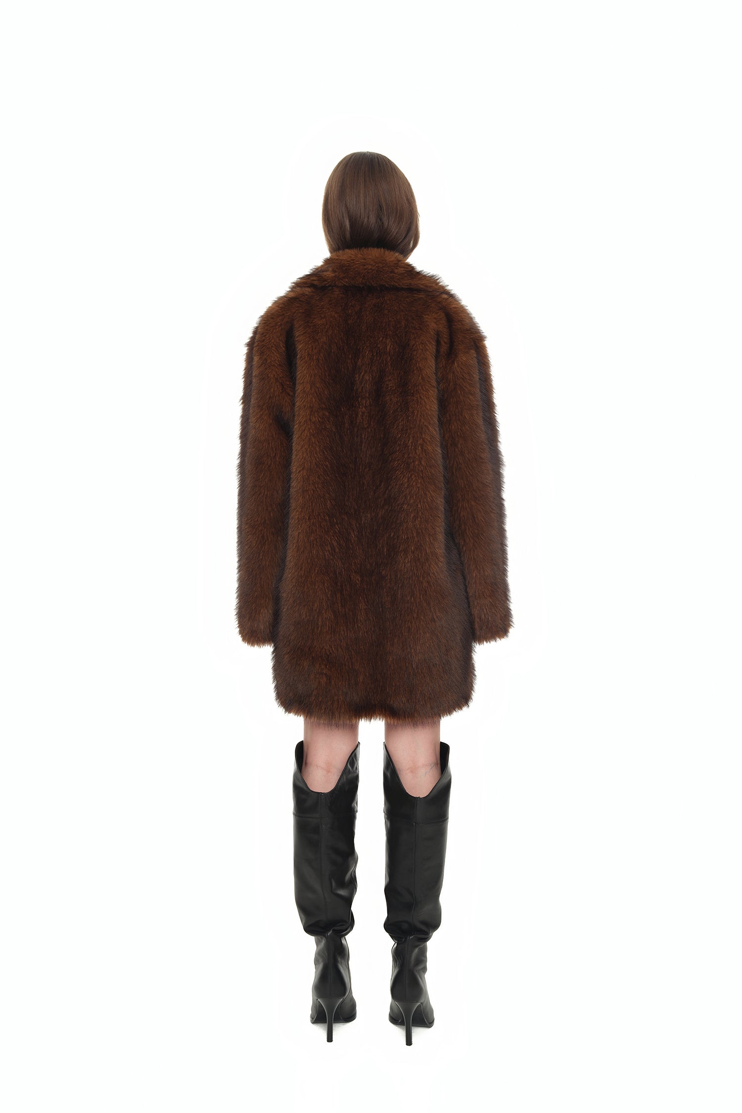 FAUX FUR HALF COAT (BROWN)