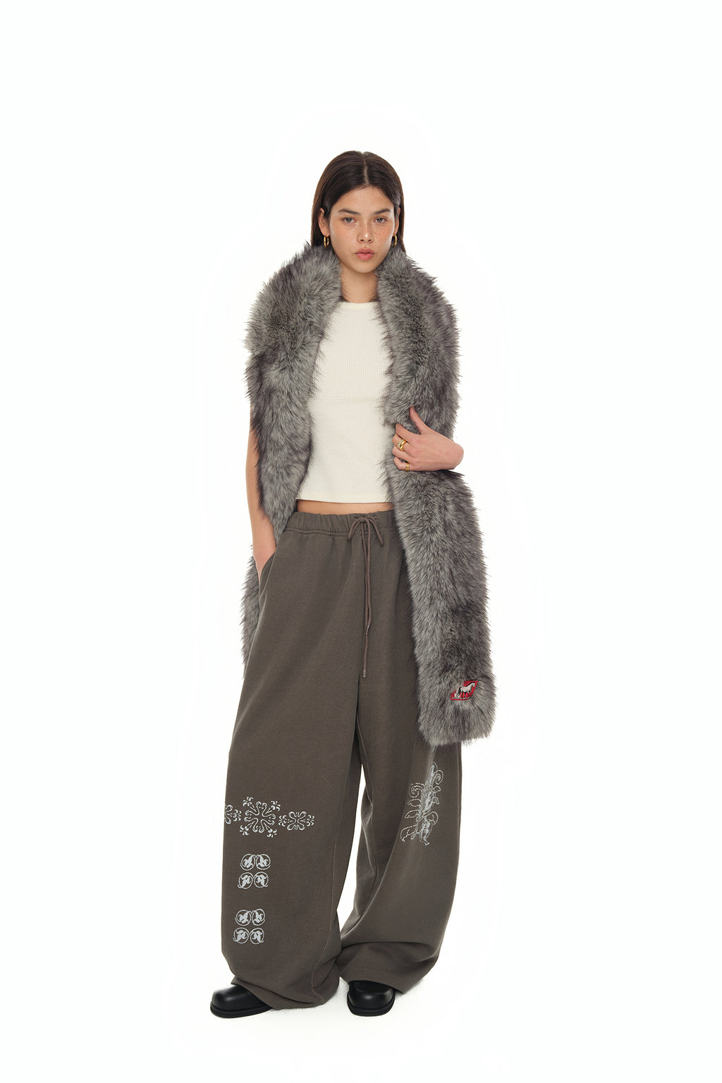 FAUX FUR SCARF (GREY)