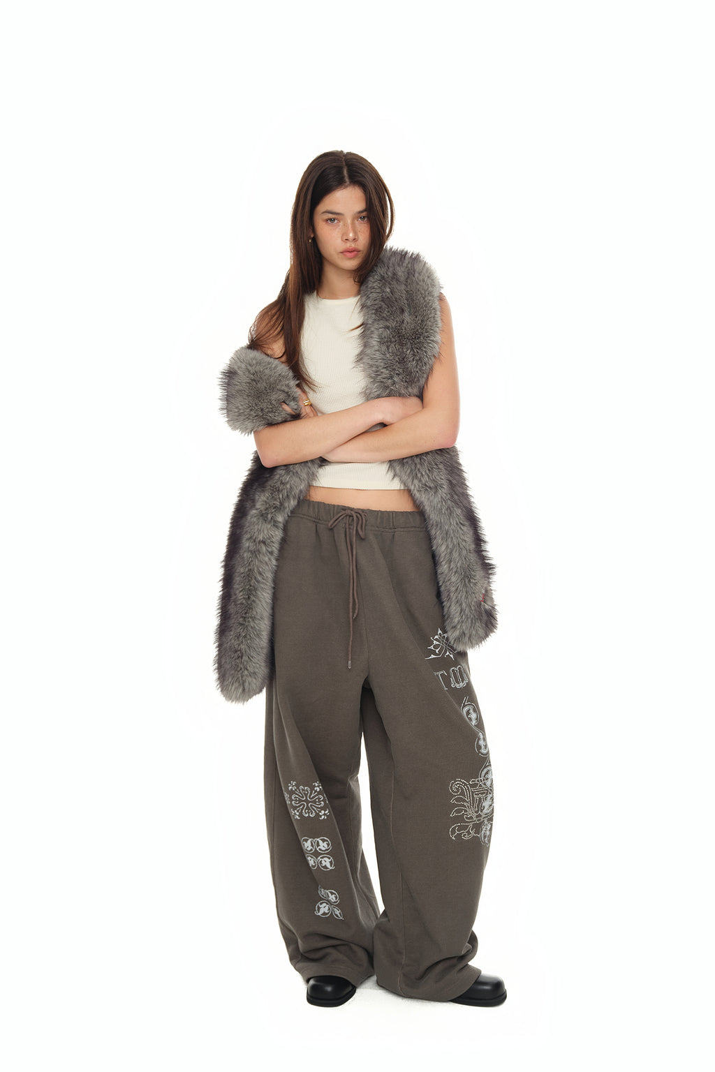 FAUX FUR SCARF (GREY)
