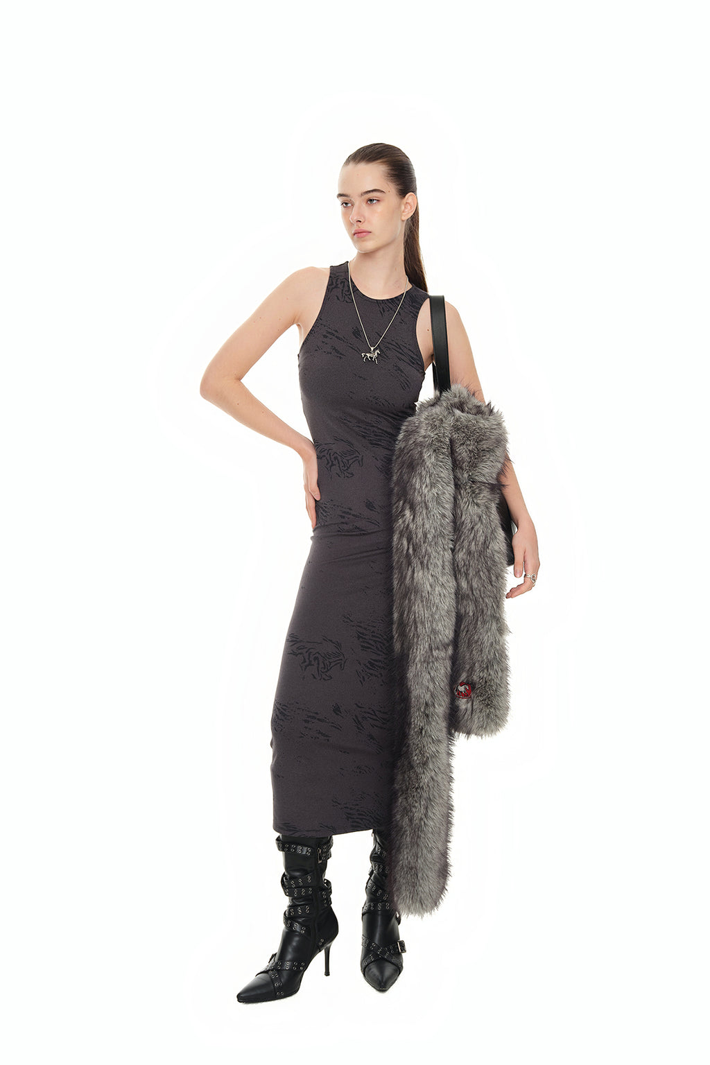 FAUX FUR SCARF (GREY)