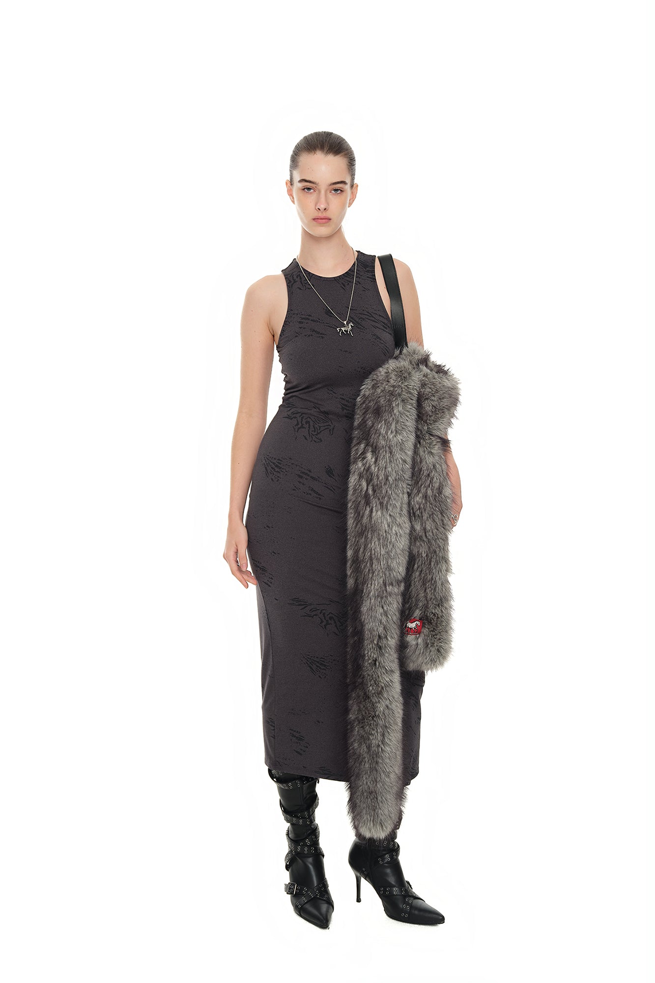 FAUX FUR SCARF (GREY)