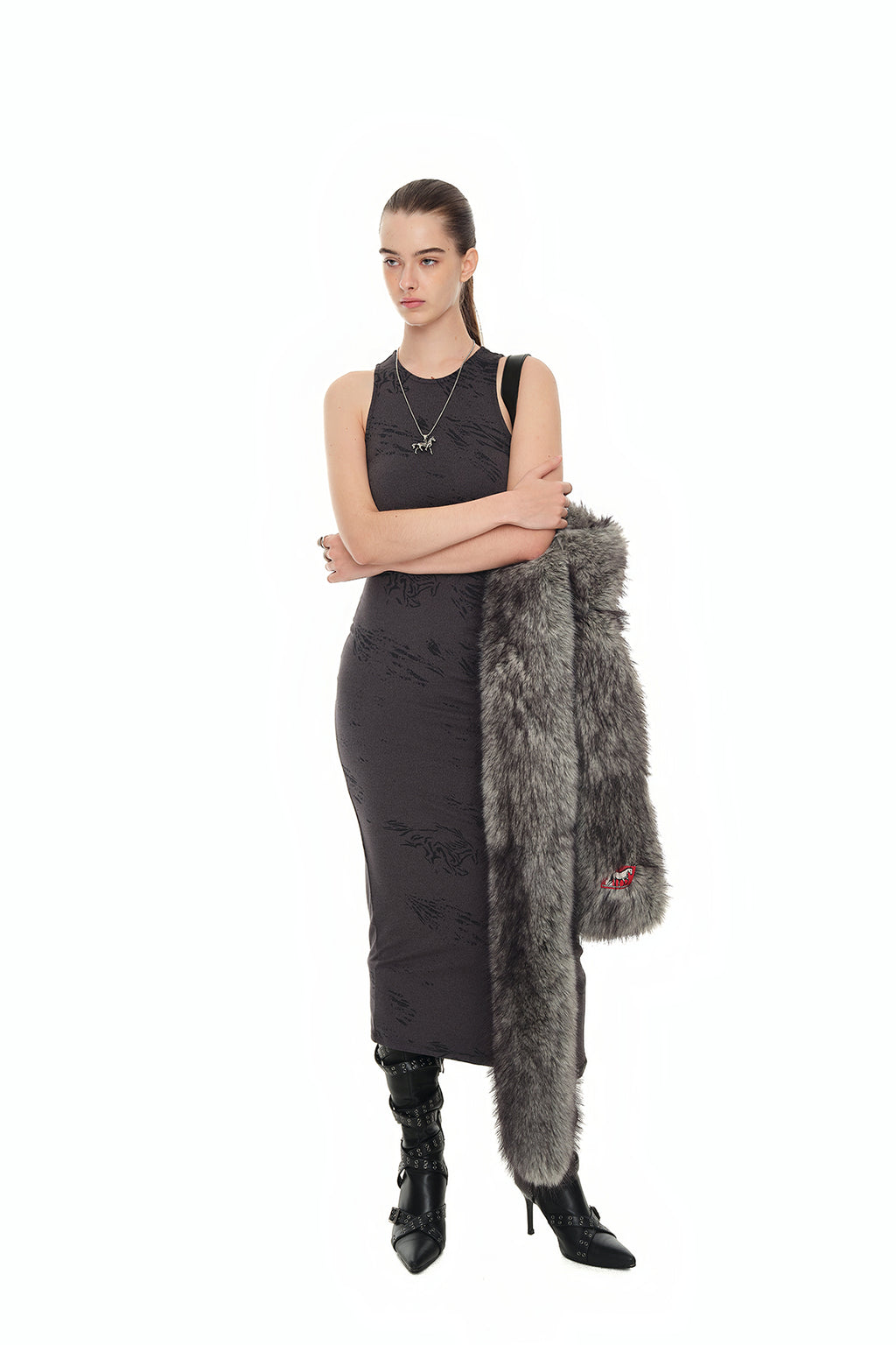 FAUX FUR SCARF (GREY)