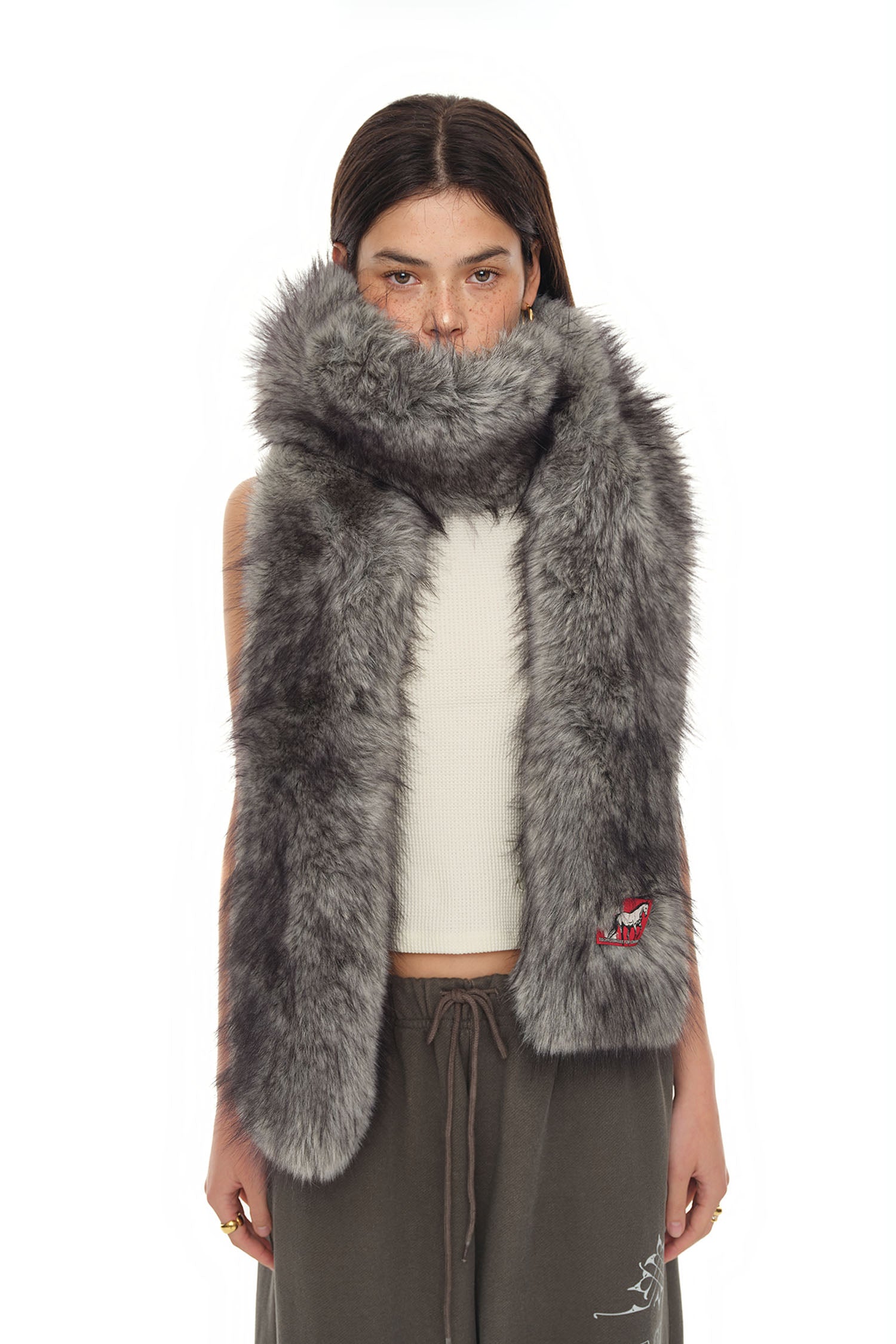 FAUX FUR SCARF (GREY)