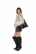 FAUX LEATHER BUCKLE HOBO BAG (BLACK)