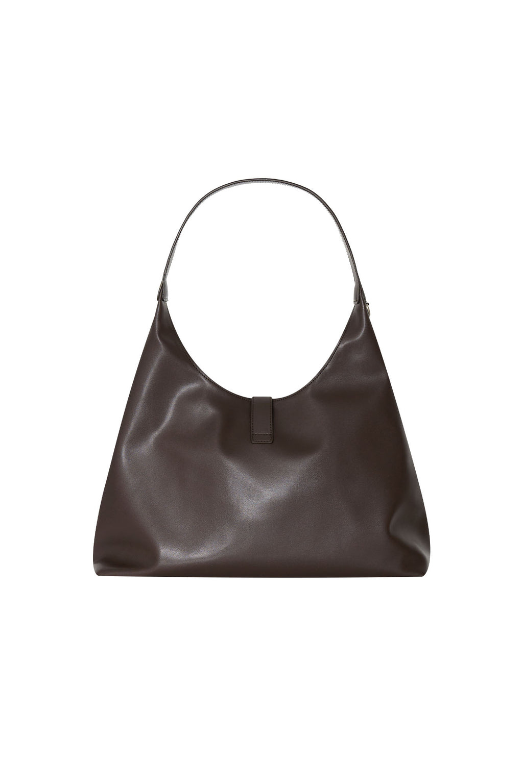 FAUX LEATHER BUCKLE HOBO BAG (BROWN)