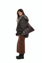 FAUX LEATHER BUCKLE HOBO BAG (BROWN)