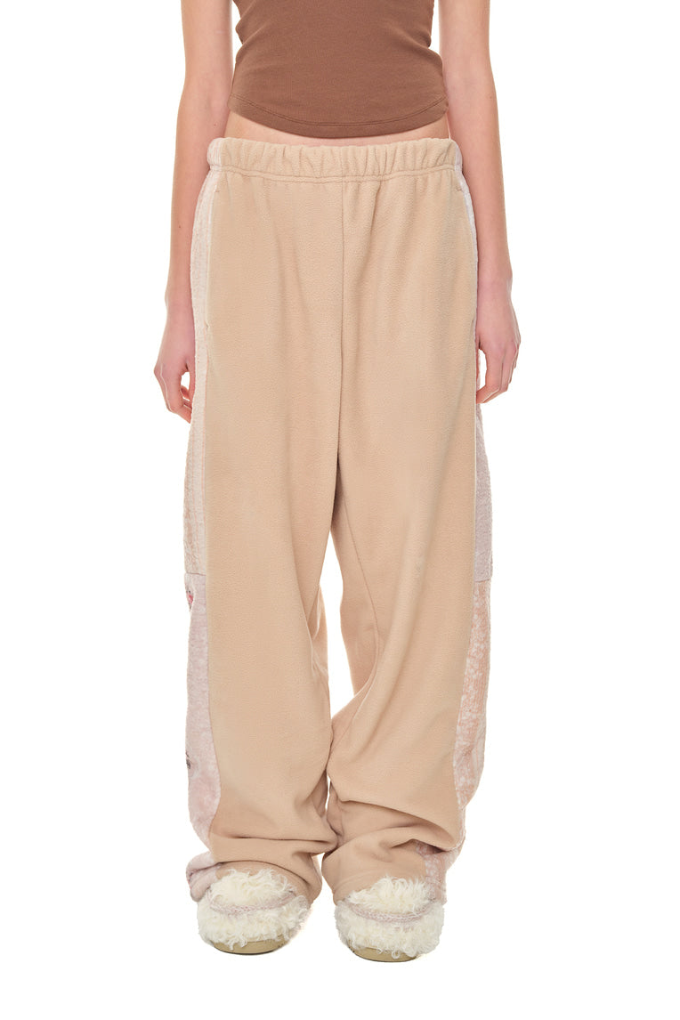 FLEECE PANEL SWEATPANTS (BEIGE)