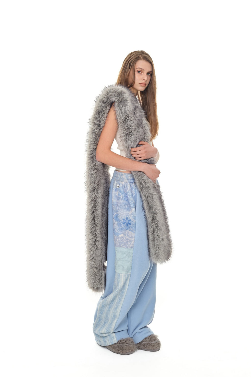 FLEECE PANEL SWEATPANTS (BLUE)