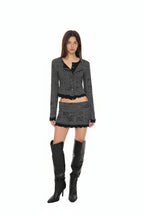 FLORAL MOTIF LAYERED CARDIGAN (CHARCOAL)