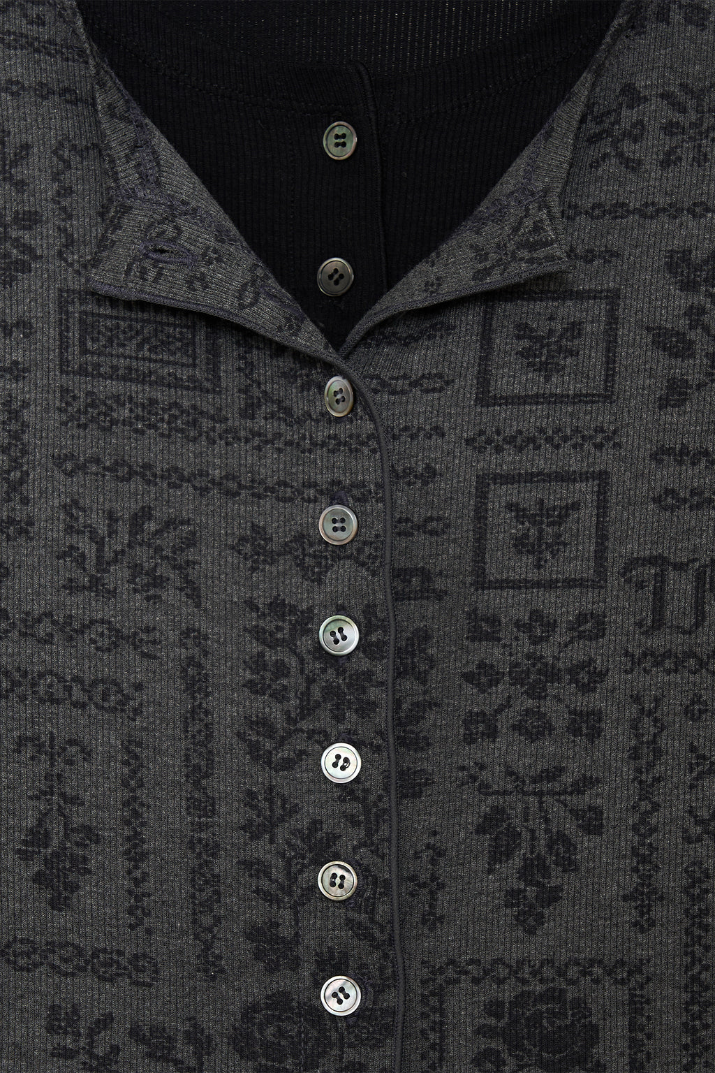 FLORAL MOTIF LAYERED CARDIGAN (CHARCOAL)