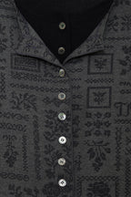 FLORAL MOTIF LAYERED CARDIGAN (CHARCOAL)