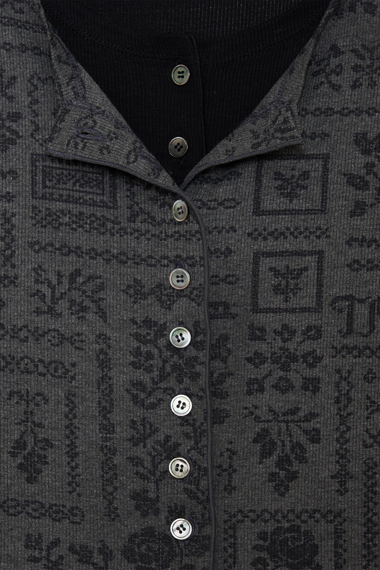 FLORAL MOTIF LAYERED CARDIGAN (CHARCOAL)