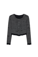 FLORAL MOTIF LAYERED CARDIGAN (CHARCOAL)