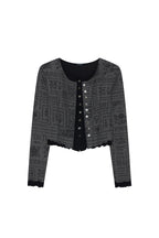 FLORAL MOTIF LAYERED CARDIGAN (CHARCOAL)