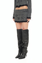 FLORAL MOTIF LAYERED SKIRT (CHARCOAL)