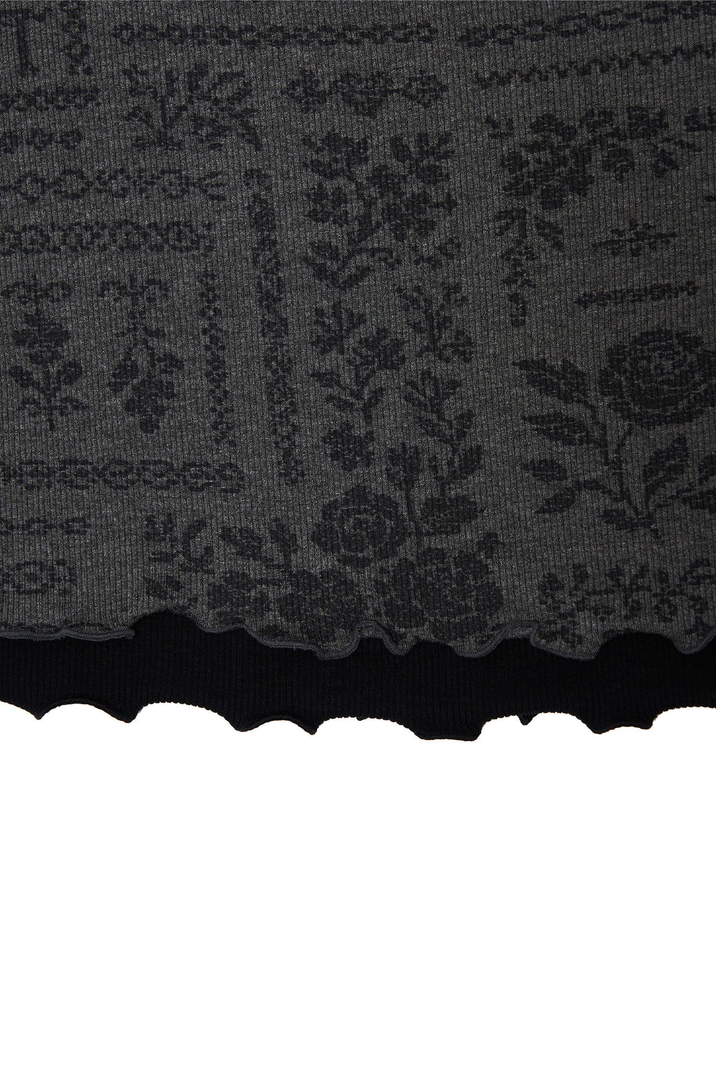 FLORAL MOTIF LAYERED SKIRT (CHARCOAL)