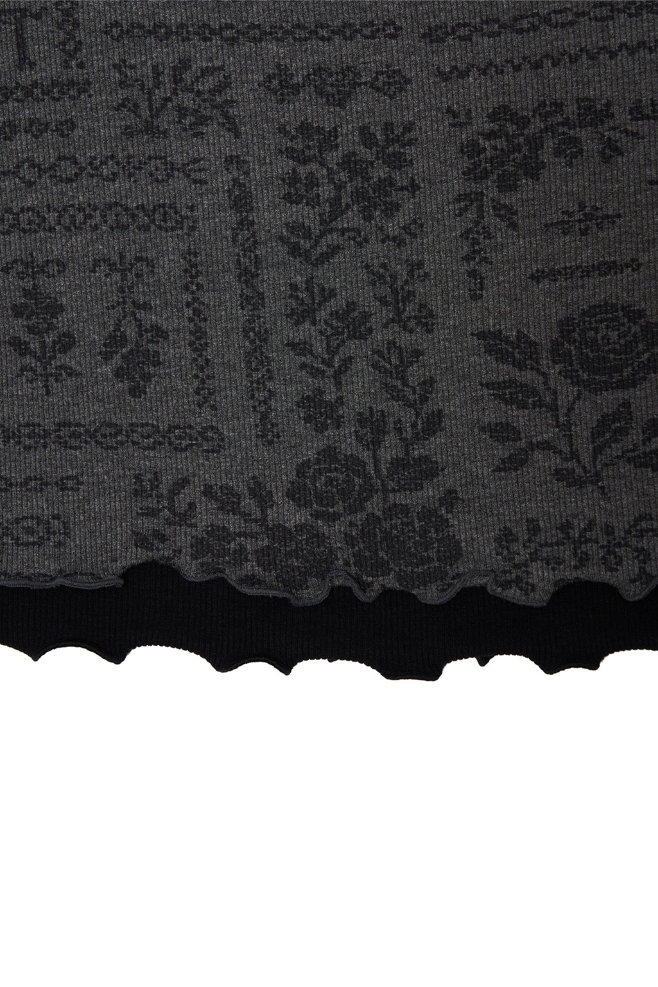 FLORAL MOTIF LAYERED SKIRT (CHARCOAL)