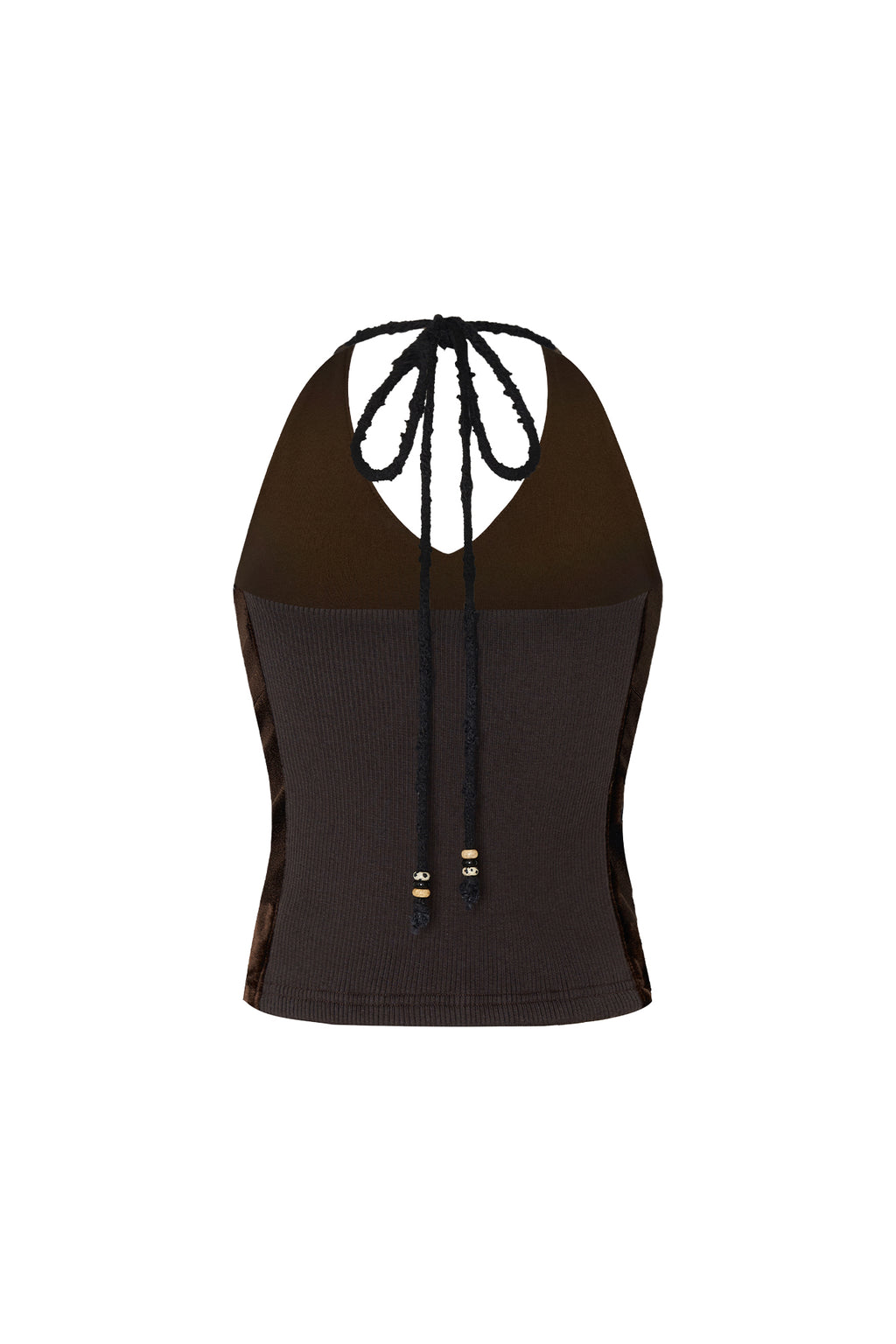 VELOUR HALTER TANK TOP (DARK BROWN)