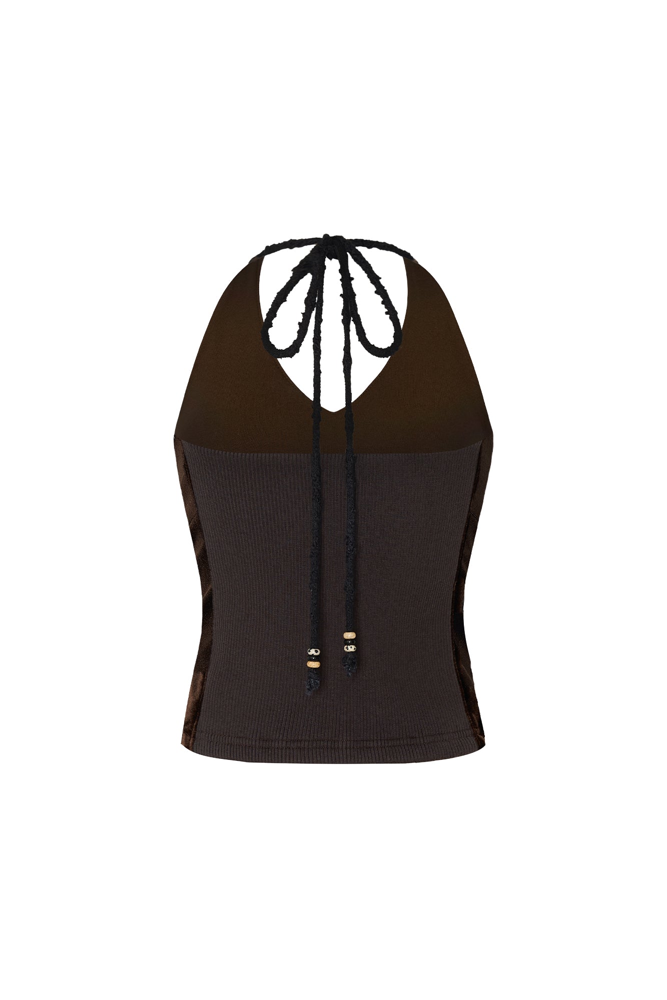 VELOUR HALTER TANK TOP (DARK BROWN)