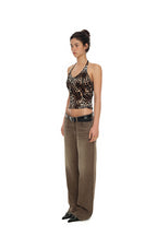 VELOUR HALTER TANK TOP (LEOPARD)