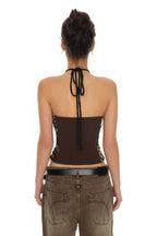 VELOUR HALTER TANK TOP (LEOPARD)