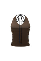 VELOUR HALTER TANK TOP (LEOPARD)